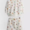 0-18 luni | Set compus din pulover cu imprimeu cu alimente și pantaloni scurți 0-18 luni | Set compus din pulover cu imprimeu cu alimente și pantaloni scurți