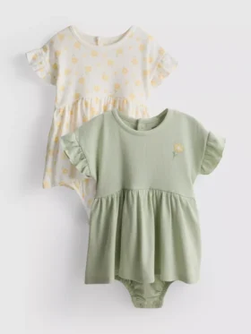 0-18 luni | Set de 2 rochii tip smock pentru nou-născuți