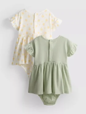 0-18 luni | Set de 2 rochii tip smock pentru nou-născuți