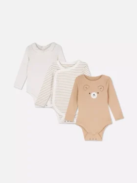 0-18 luni | Set de 3 body-uri cu mâneci lungi pentru nou-născuți, cu spațiu pentru creștere