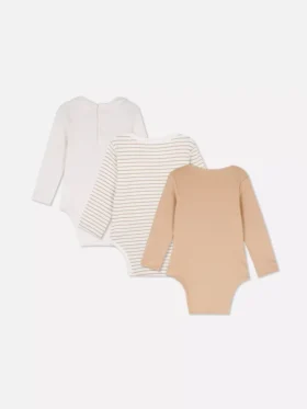 0-18 luni | Set de 3 body-uri cu mâneci lungi pentru nou-născuți, cu spațiu pentru creștere