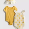 0-18 luni | Set pentru nou-născuți cu 2 body-uri și pălărie de soare