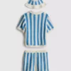 0-18 luni | Set pentru nou-născuți cu tricou cu dungi, pantaloni scurți și pălărie