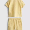 0-24 luni | Set cămașă și pantaloni scurți din pânză de brânză 0-24 luni | Set cămașă și pantaloni scurți din pânză de brânză