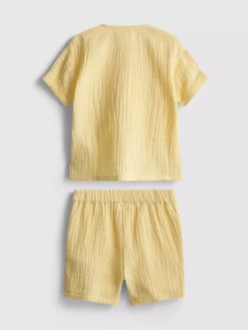 0-24 luni | Set cămașă și pantaloni scurți din pânză de brânză