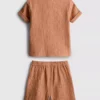 0-24 luni | Set cămașă și pantaloni scurți din pânză de brânză 0-24 luni | Set cămașă și pantaloni scurți din pânză de brânză