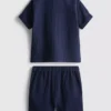 0-24 luni | Set cămașă și pantaloni scurți din pânză de brânză 0-24 luni | Set cămașă și pantaloni scurți din pânză de brânză