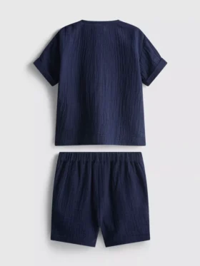 0-24 luni | Set cămașă și pantaloni scurți din pânză de brânză