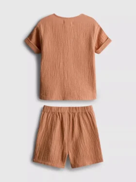 0-24 luni | Set cămașă și pantaloni scurți din pânză de brânză