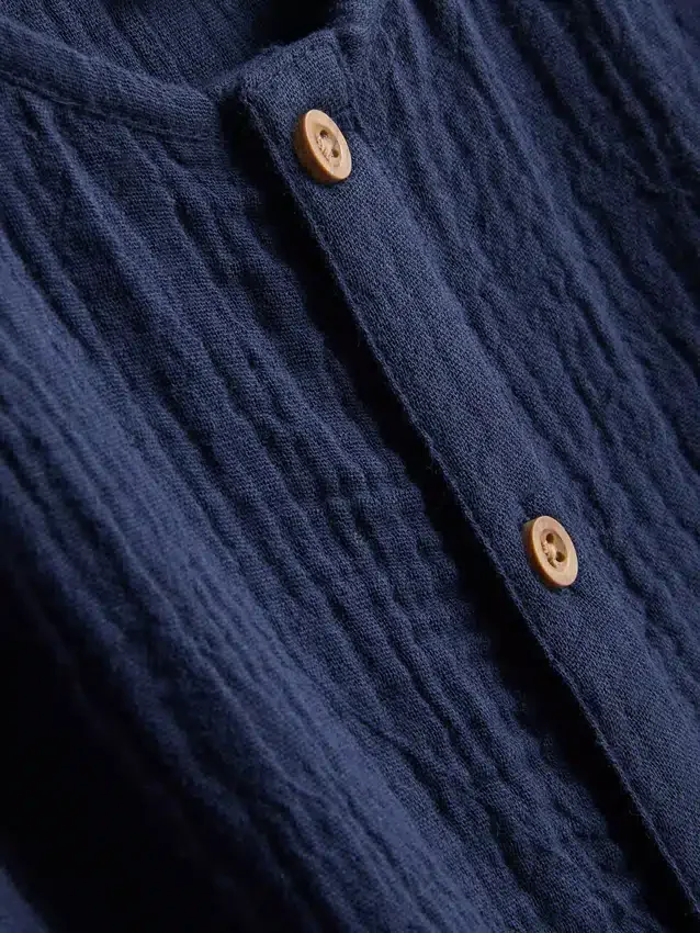 0-24 luni | Set cămașă și pantaloni scurți din pânză de brânză 0-24 luni | Set cămașă și pantaloni scurți din pânză de brânză