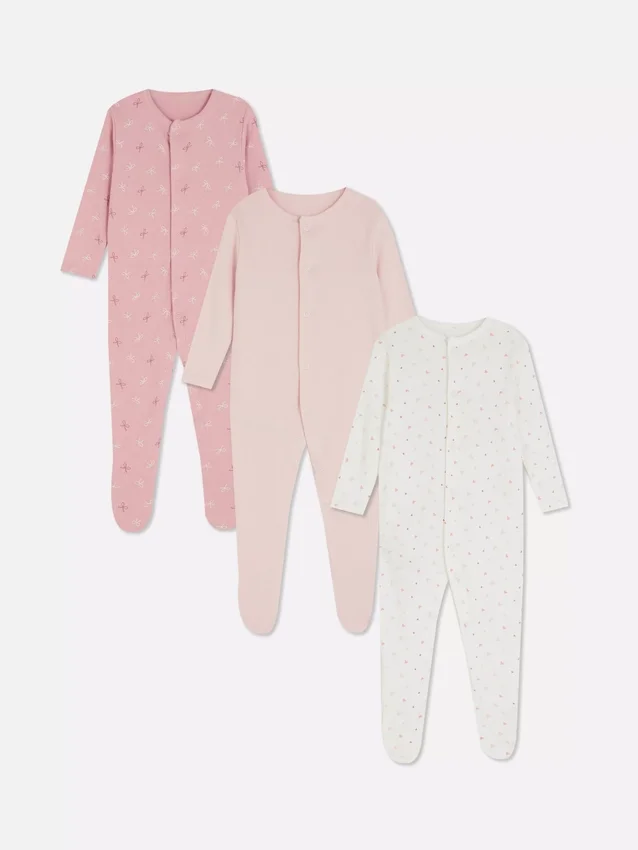 0-24 luni | Set de 3 pijamale cu capse 0-24 luni | Set de 3 pijamale cu capse
