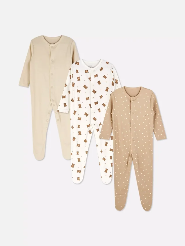 0-24 luni | Set de 3 pijamale cu capse 0-24 luni | Set de 3 pijamale cu capse