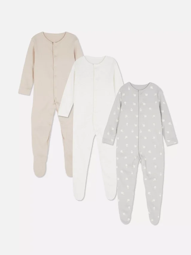 0-24 luni | Set de 3 pijamale cu capse 0-24 luni | Set de 3 pijamale cu capse
