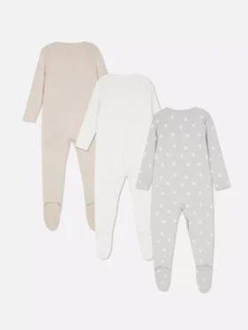 0-24 luni | Set de 3 pijamale cu capse 0-24 luni | Set de 3 pijamale cu capse