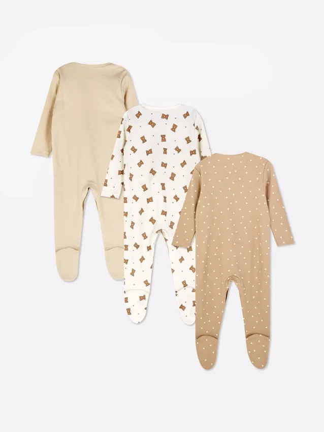0-24 luni | Set de 3 pijamale cu capse 0-24 luni | Set de 3 pijamale cu capse