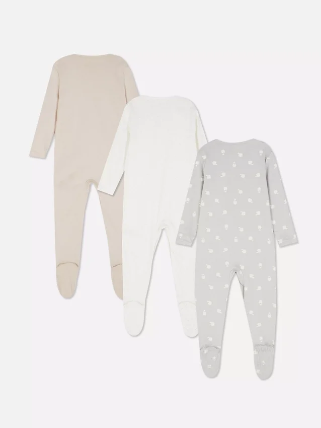 0-24 luni | Set de 3 pijamale cu capse 0-24 luni | Set de 3 pijamale cu capse