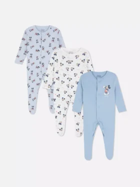 0-24 luni | Set de 3 pijamale cu capse cu Mickey Mouse de la Disney