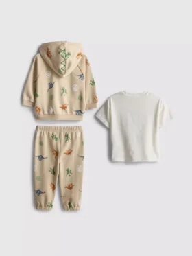 0-36 luni | Set compus din cămășă, hanorac cu glugă și pantaloni de trening cu imprimeu Jurassic World