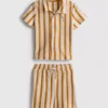 0-36 luni | set compus din cămașă cu textură în dungi și pantaloni scurți