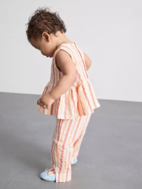 0-36 luni | Set compus din top cu volane în dungi și pantaloni