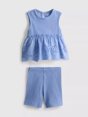 0-36 luni | Set compus din top fără mâneci cu ochiuri și pantaloni scurți