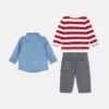 0-36 luni | Set compus din tricou cu mâneci lungi, pantaloni și cămășă din denim 0-36 luni | Set compus din tricou cu mâneci lungi, pantaloni și cămășă din denim