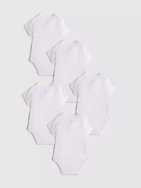 0-36 luni | Set de 5 body-uri cu față înfășurată, cu nervuri