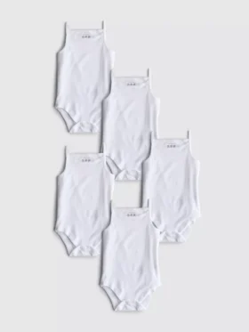 0-36 luni | Set de 5 body-uri fără mâneci, cu bretele
