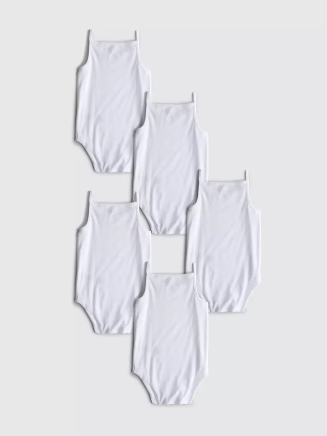 0-36 luni | Set de 5 body-uri fără mâneci, cu bretele 0-36 luni | Set de 5 body-uri fără mâneci, cu bretele