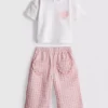 0-36 luni | Set tricou cu buzunar în formă de inimă și pantaloni