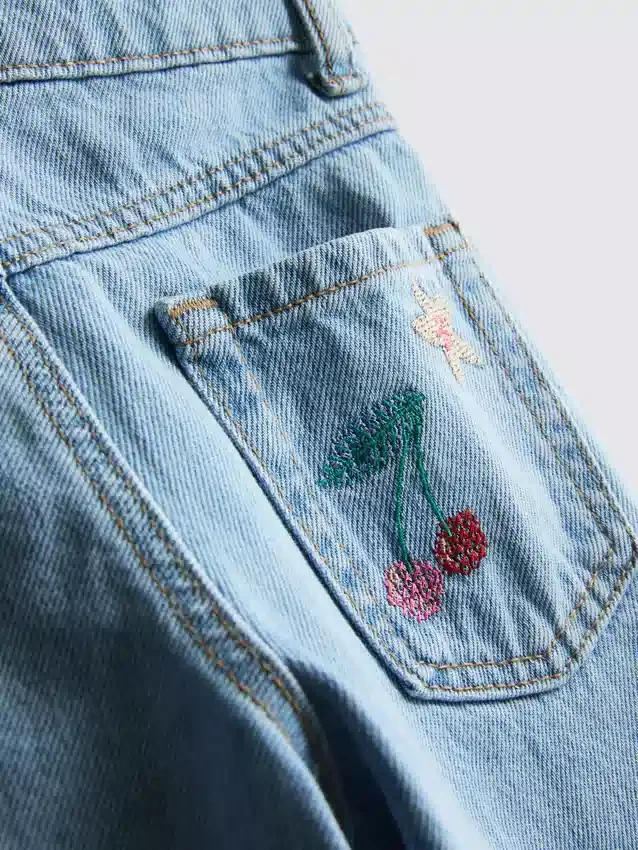 1,5-8 ani | blugi cu broderie cu fructe 1,5-8 ani | blugi cu broderie cu fructe