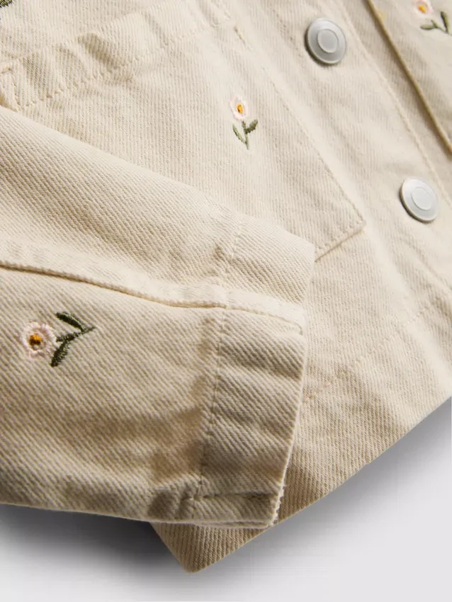 1,5-8 ani | jachetă din denim cu broderie florală 1,5-8 ani | jachetă din denim cu broderie florală