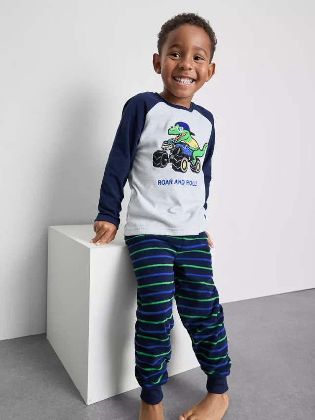 1,5-8 ani | pijamale din fleece cu imprimeu de dinozauri 1,5-8 ani | pijamale din fleece cu imprimeu de dinozauri