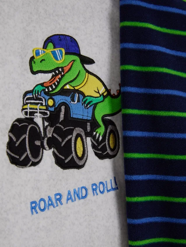 1,5-8 ani | pijamale din fleece cu imprimeu de dinozauri 1,5-8 ani | pijamale din fleece cu imprimeu de dinozauri