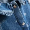 1,5–8 ani | rochie din denim fără mâneci, cu guler și imprimeu floral 1,5–8 ani | rochie din denim fără mâneci, cu guler și imprimeu floral