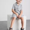 1,5-8 ani | Set compus din cămășă din tricot cu dungi și pantaloni scurți 1,5-8 ani | Set compus din cămășă din tricot cu dungi și pantaloni scurți
