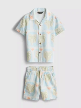 1,5–8 ani | Set de cămășă și pantaloni scurți cu imprimeu texturat