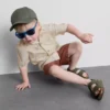 1,5-8 ani | Set de cămașă și pantaloni scurți din bumbac slub 1,5-8 ani | Set de cămașă și pantaloni scurți din bumbac slub
