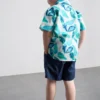 1,5-8 ani | Set de cămașă și pantaloni scurți din bumbac slub 1,5-8 ani | Set de cămașă și pantaloni scurți din bumbac slub