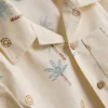 1,5-8 ani | Set de cămașă și pantaloni scurți din bumbac slub 1,5-8 ani | Set de cămașă și pantaloni scurți din bumbac slub