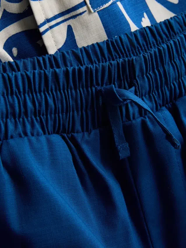 1,5-8 ani | Set de cămașă și pantaloni scurți din bumbac slub 1,5-8 ani | Set de cămașă și pantaloni scurți din bumbac slub