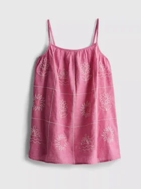 1,5–9 ani | rochie cu bretele din chambray brodată