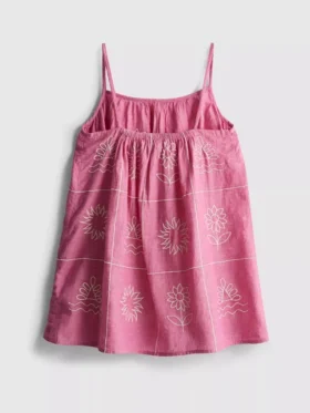 1,5–9 ani | rochie cu bretele din chambray brodată