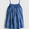 1,5–9 ani | rochie cu bretele din chambray brodată 1,5–9 ani | rochie cu bretele din chambray brodată