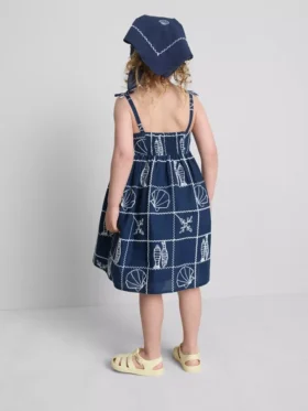 1,5–9 ani | Rochie cu bretele subțiri și broderie