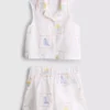 1,5-9 ani | Set brodat format din cămășă fără mâneci și pantaloni scurți 1,5-9 ani | Set brodat format din cămășă fără mâneci și pantaloni scurți