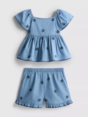 1,5–9 ani | Set compus din bluză și Pantaloni Scurți din chambray 1,5–9 ani | Set compus din bluză și Pantaloni Scurți din chambray
