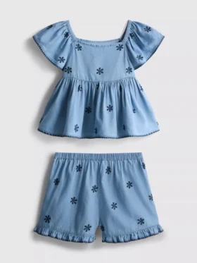 1,5–9 ani | Set compus din bluză și Pantaloni Scurți din chambray 1,5–9 ani | Set compus din bluză și Pantaloni Scurți din chambray