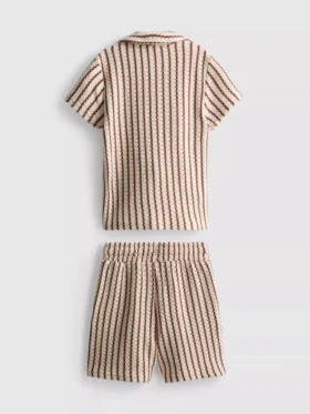 1,5-9 ani | Set compus din cămășă din tricot cu dungi și pantaloni scurți