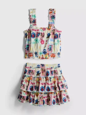 1,5-9 ani | Set compus din top cu Stitch de la Disney și fustă Rara 1,5-9 ani | Set compus din top cu Stitch de la Disney și fustă Rara